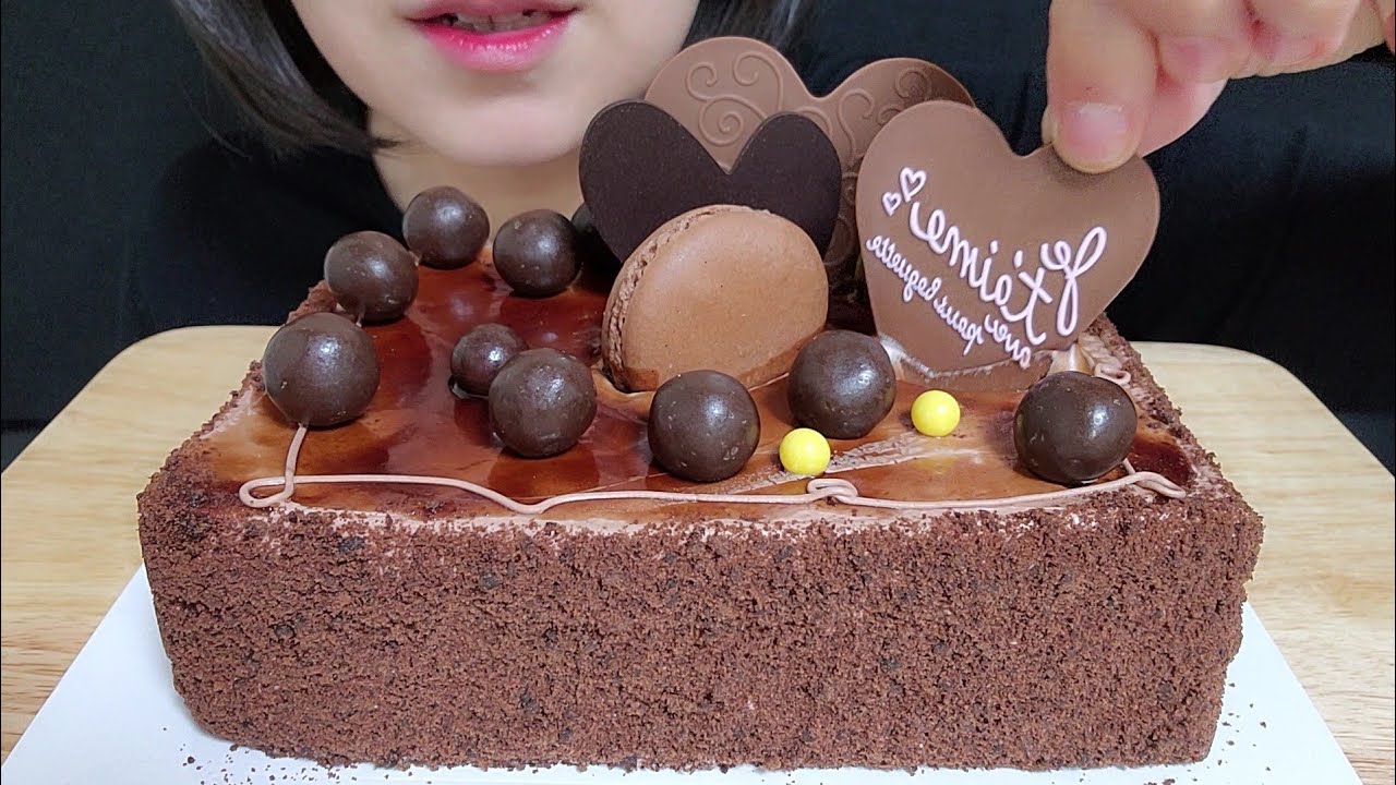 마카롱 쇼콜라 케이크 먹방 chocolate cake mukbang