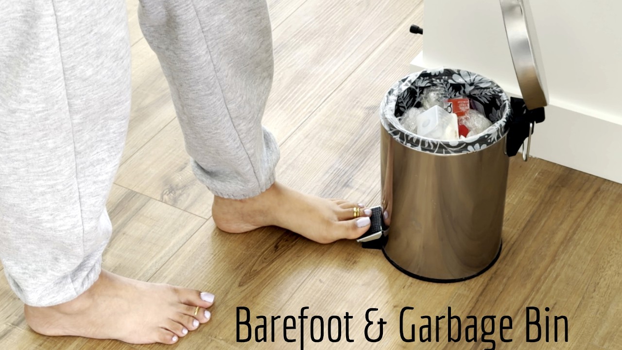 Garbage Bin Pedal Pressing - Purple Toes | Good Shoes Matter