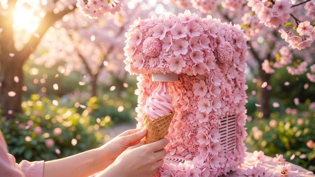 ASMR Ice Cream Machine Made From Flowers 🌺 | Satisfying Machine Sounds | Ultra Relaxing