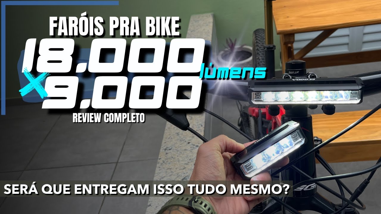 FAROL PRA BIKE DE 18 MIL E 9 MIL LÚMENS - Review completo + Test na prática