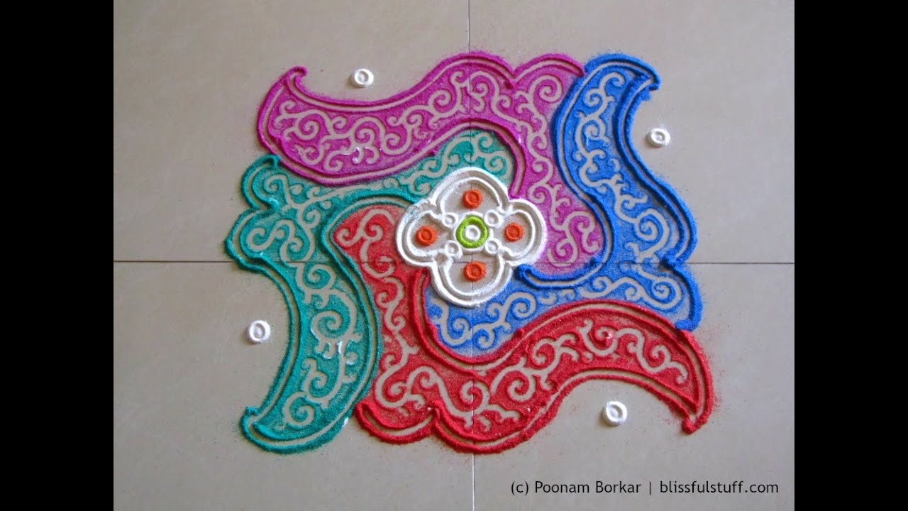 Colorful 6 by 6 dots rangoli | Creative rangoli designs by Poonam Borkar