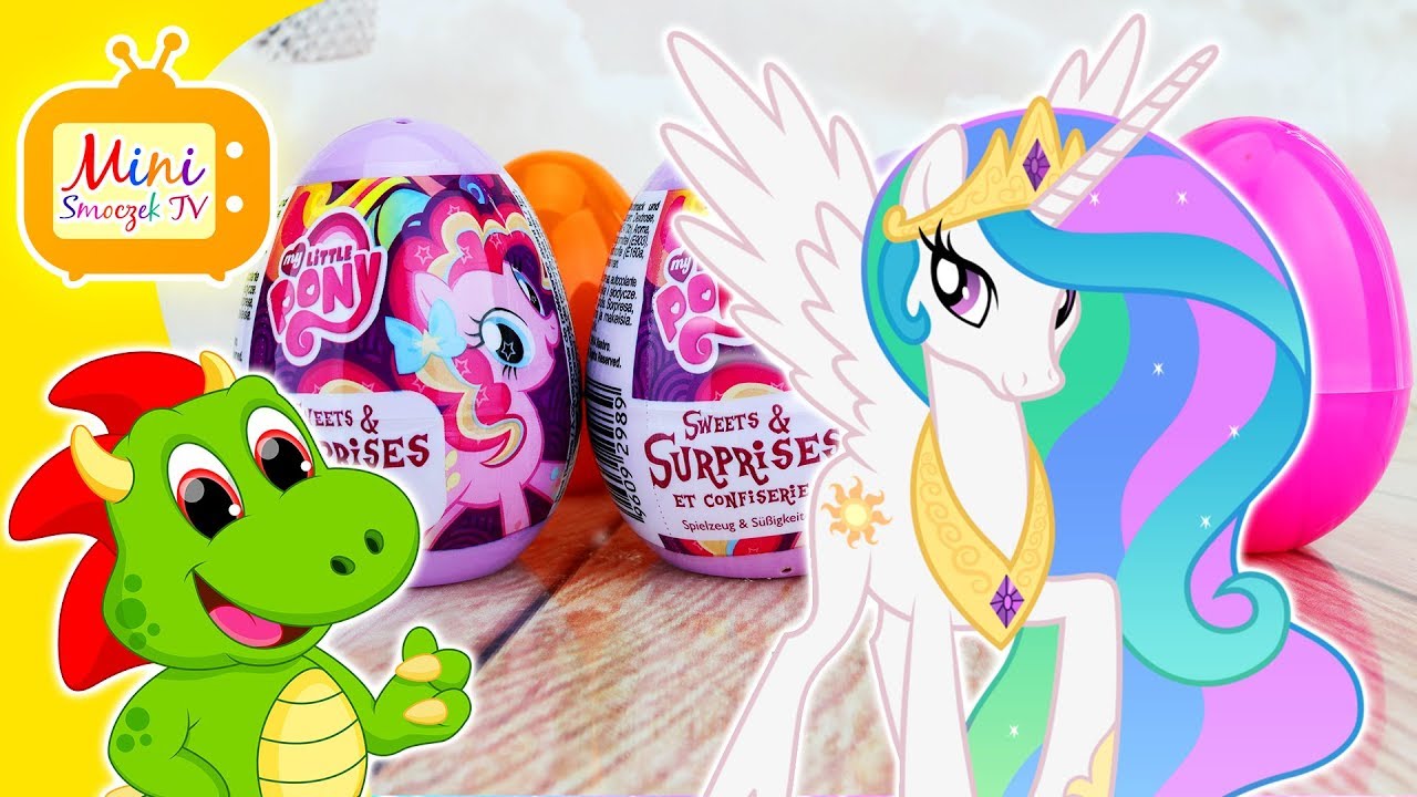 My Little Pony Księżniczka Celestia i Jajka Kinder Niespodzianki Zabawki Pinkie Pie Rainbow Dash