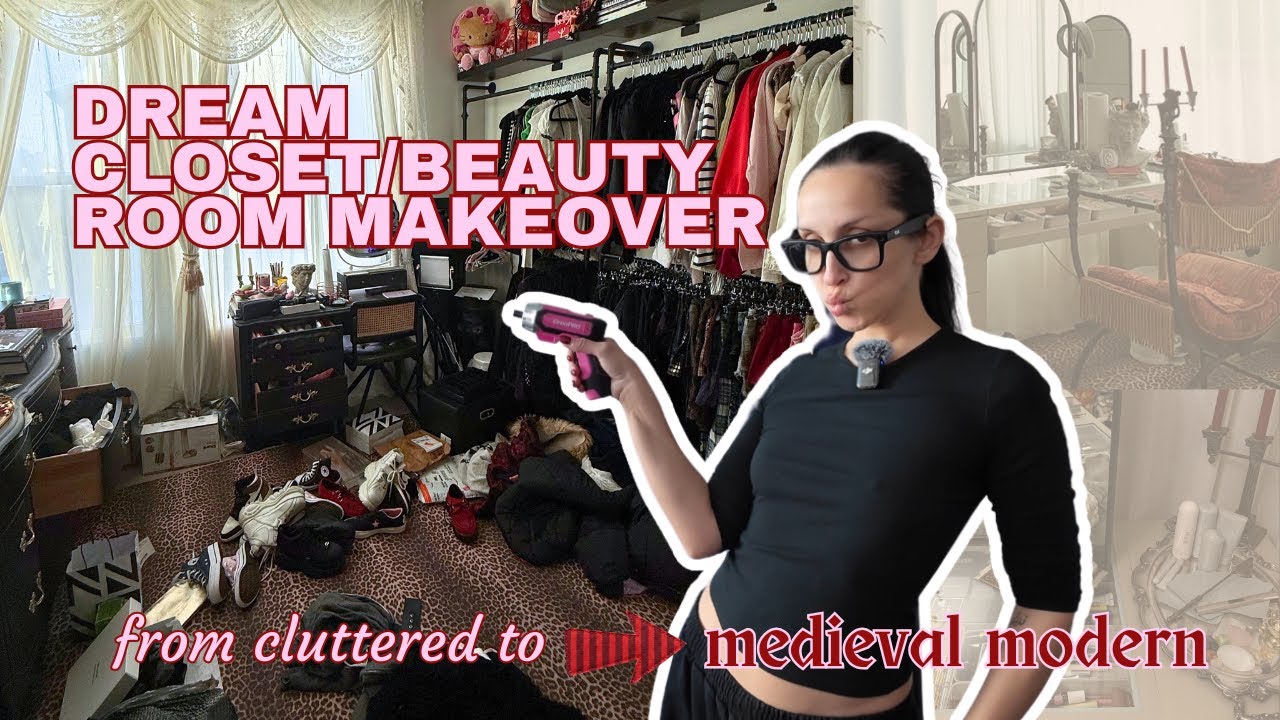 DREAM CLOSET MAKEOVER☆ organizing and decluttering makeup + vanity tour (medieval modern)