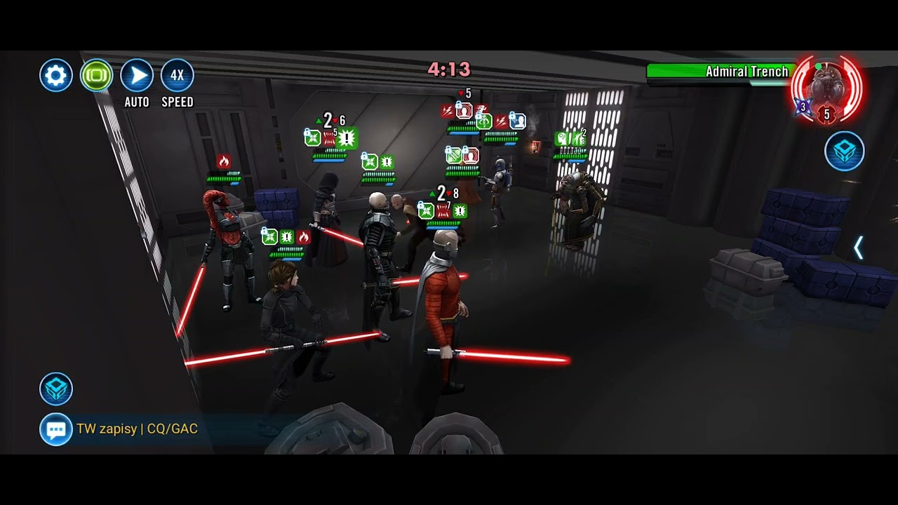 SWGOH Grand Arena 5v5 Darth Malgus Siths vs Admiral Trench Separatists team