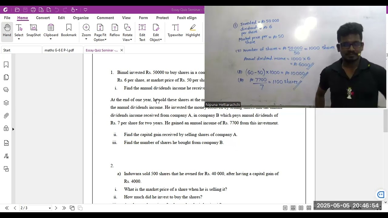 Share Market Essay Questions