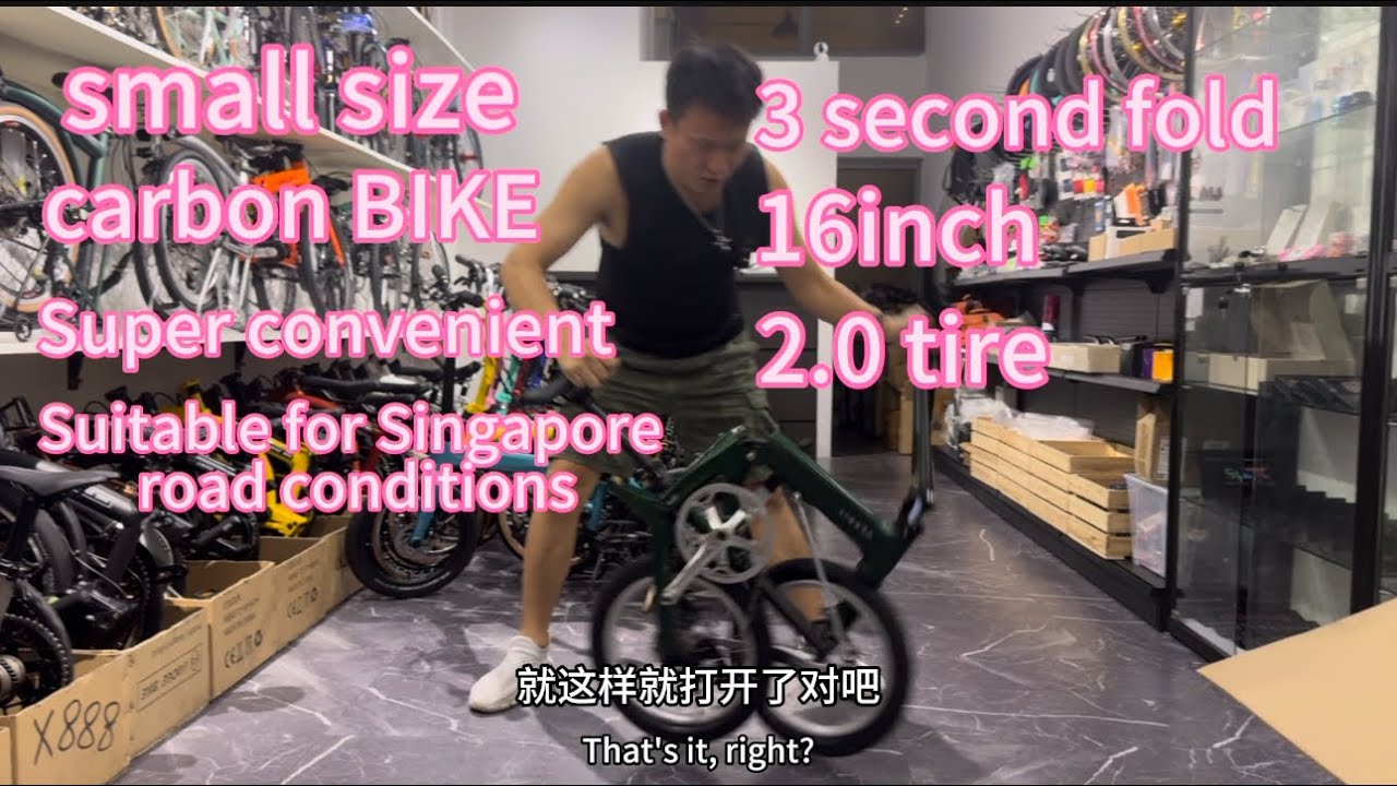 新加坡第一台绿色Lidrop银配色很亮眼/天才设计3秒折叠/Carbon fiber ultralight folding bicycle/7+kg /超级方便/