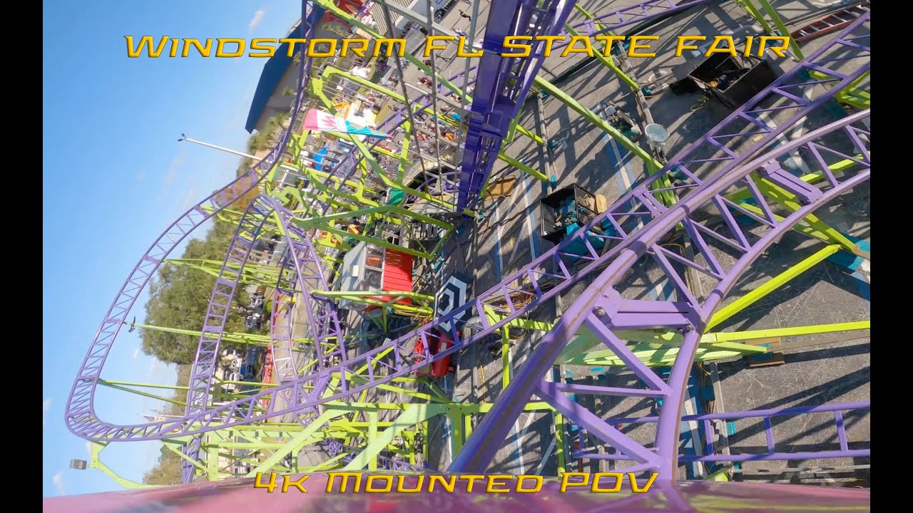 'Windstorm' 4K Mounted POV Florida State Fair Insane Traveling Roller Coaster