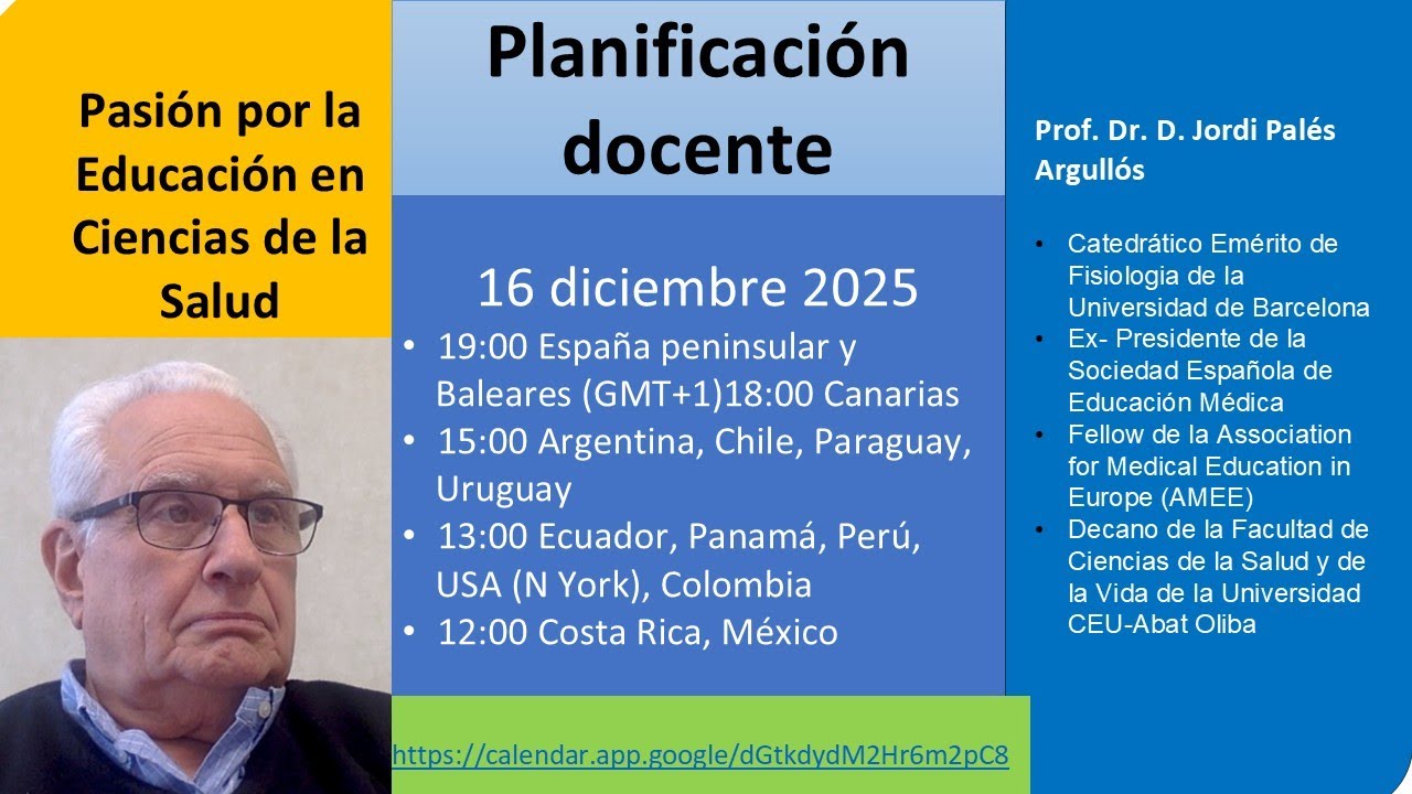 Pasión por la educación en ciencias de la salud  Prof  Dr  D Jordi Palés PLANIFICACION DOCENTE.