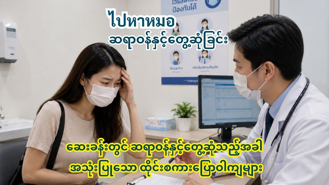 ဆေးခန်း/ ဆရာဝန်နှင့်တွေ့ဆုံးခြင်း၊ ထိုင်းစကားပြောဝါကျများ၊Thai စကား Let's speak basic Thai sentence!