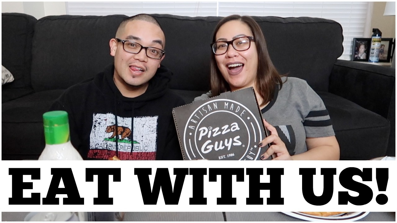 EAT WITH US (MUKBANG) | PIZZA GUYS, BEER & CHAMPAGNE CAKE