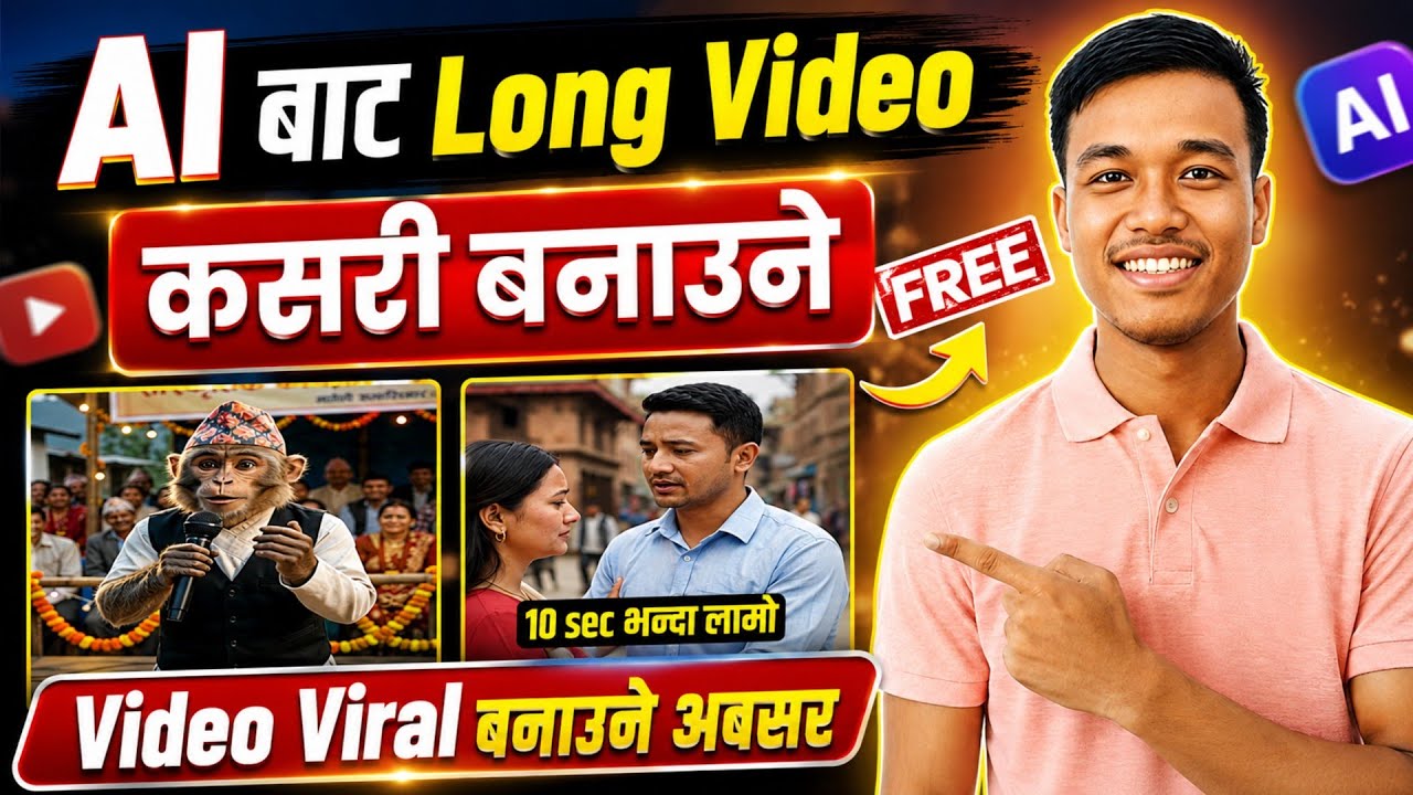 AI बाट Long Video कसरी बनाउने? | AI Bata Video Kasari Banaune | AI Long Video Tutorial 2026