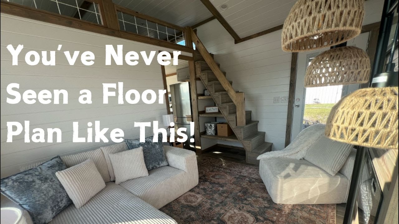 Tiny House with NEVER SEEN BEFORE Floor Plan, HUGE LOFT, Innovative Materials! Tiny Home Tour 1080p