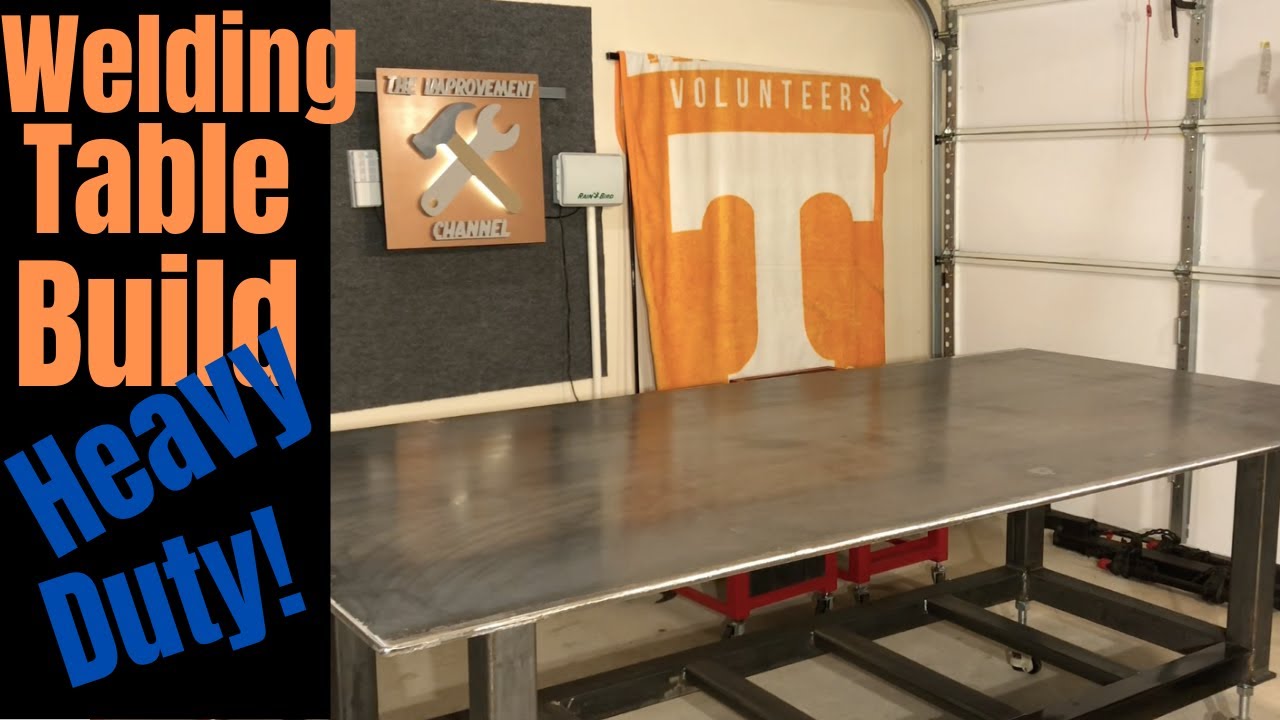 How to Build a Simple Heavy Duty Welding Table on a Budget Adjustable Legs w/ Casters | 4x8x1/2 Top