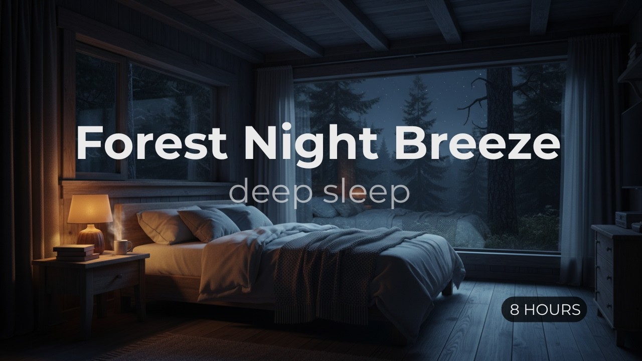 Forest Night Breeze Sounds for Deep Sleep | 8 Hours Calm Nature Ambience