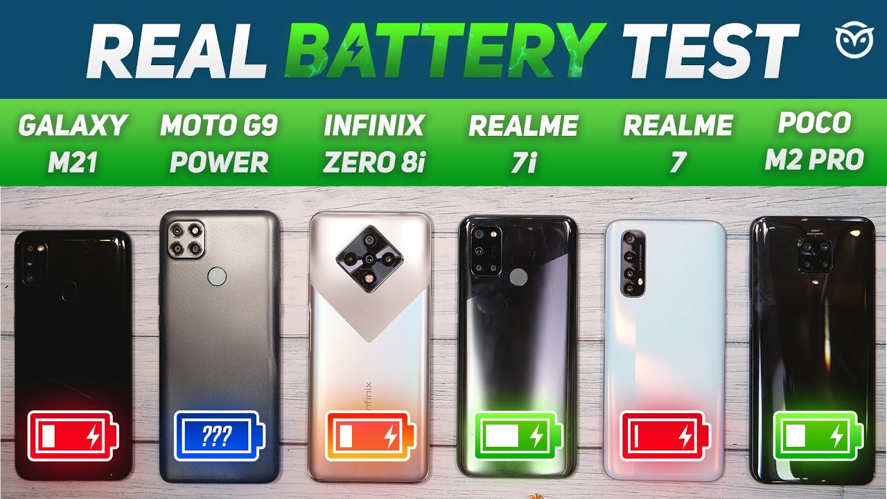 Infinix Zero 8i vs Realme 7, Poco M2 Pro, Moto G9 Power Battery Drain Test | Charging Test | Gaming