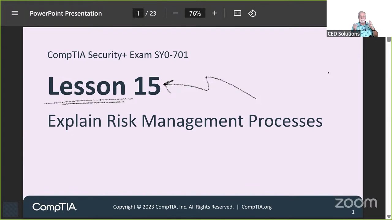 CompTIA Security+ Live -  Explain Risk Management Processes