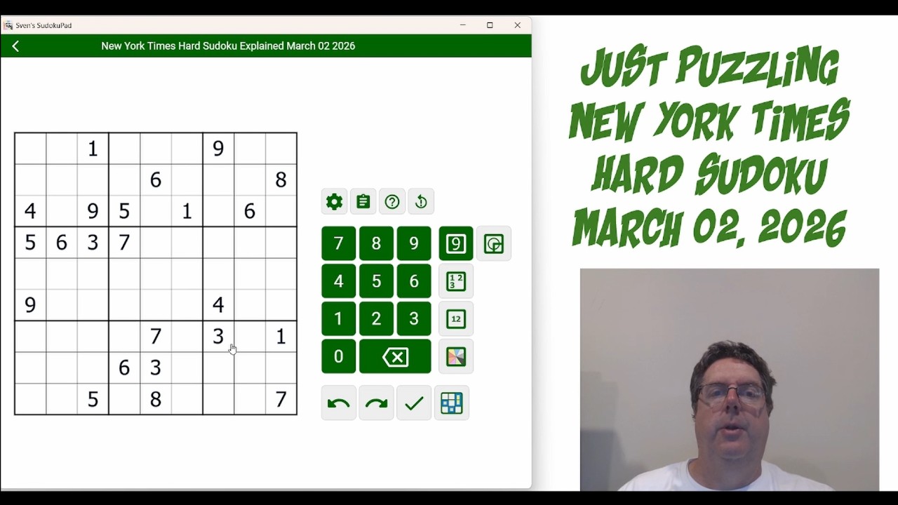 New York Times Hard Sudoku March 02 2026
