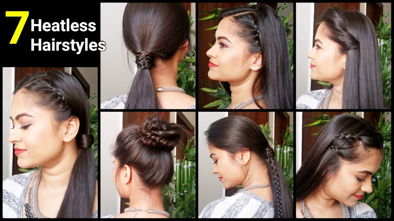 7 HEATLESS Hairstyles, Quick&Easy everyday Hairstyles for medium/long hair//Indian hairstyles
