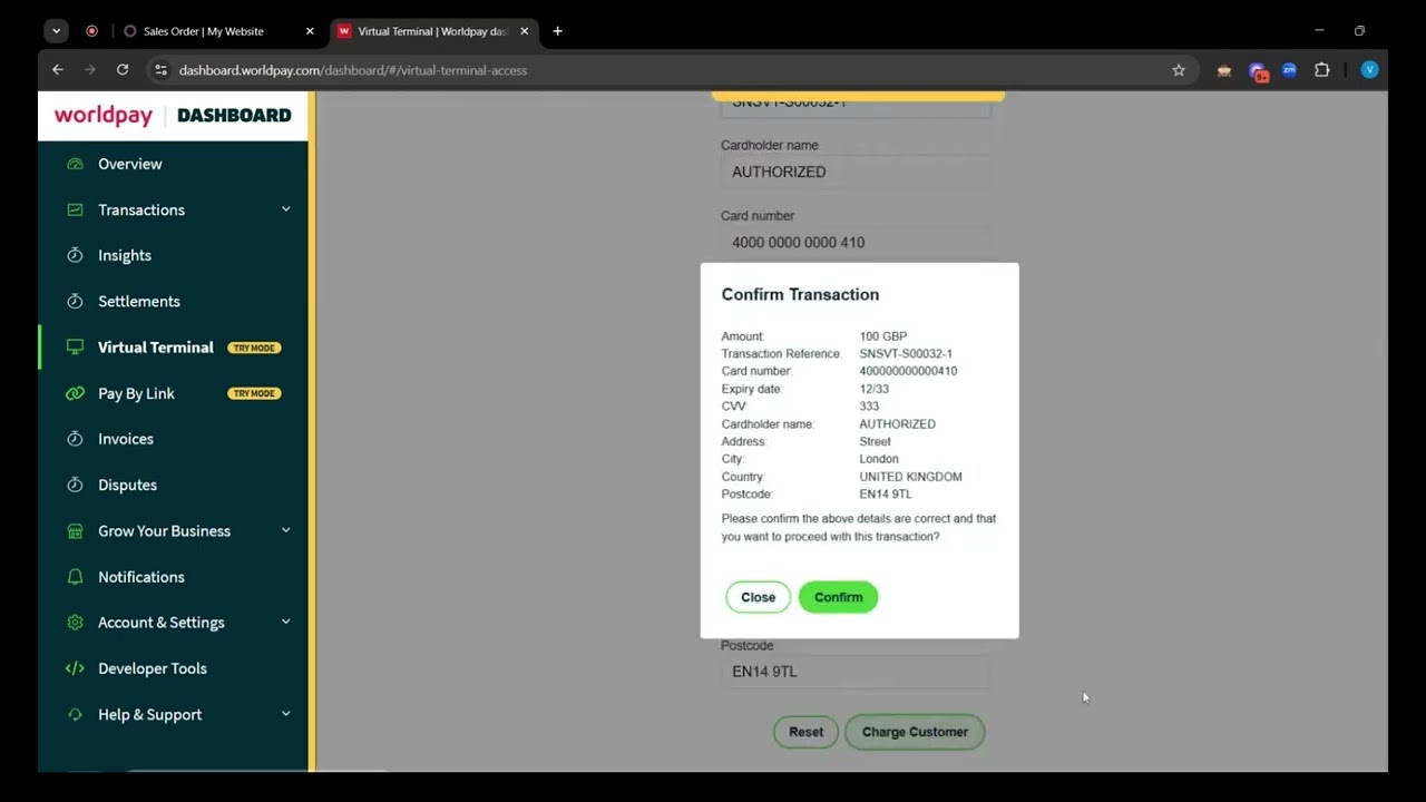 Odoo/Worldpay Payment Integration (Virtual Terminal Payments example)