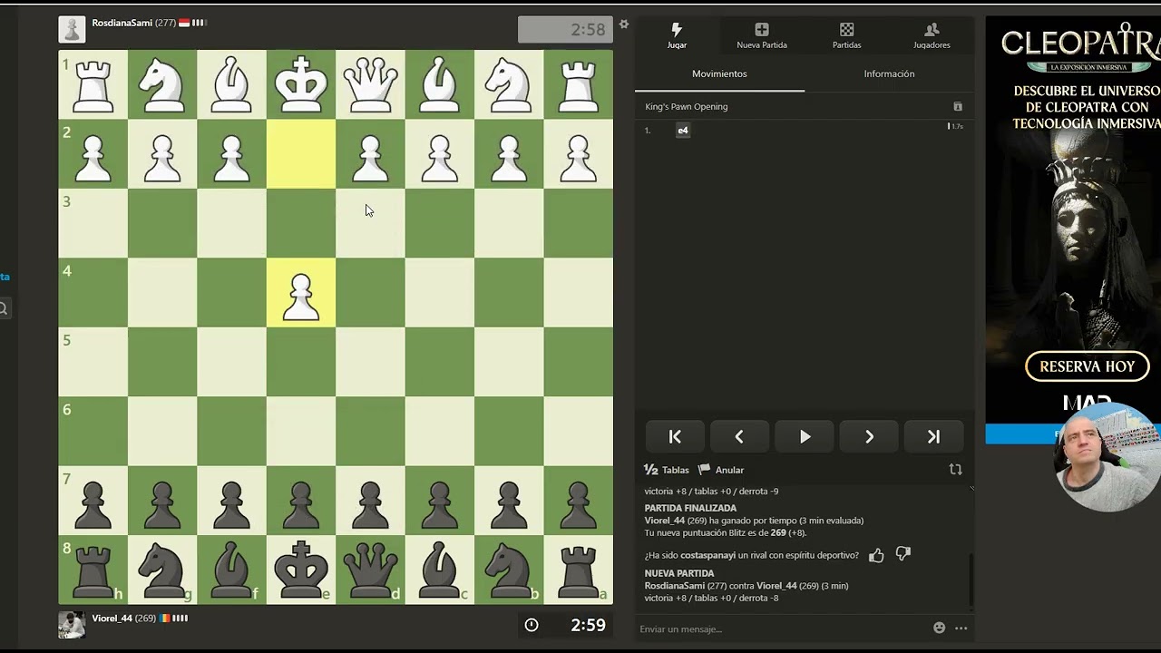 Partidas de ajedrez a tres minutos comentadas para principiantes 24