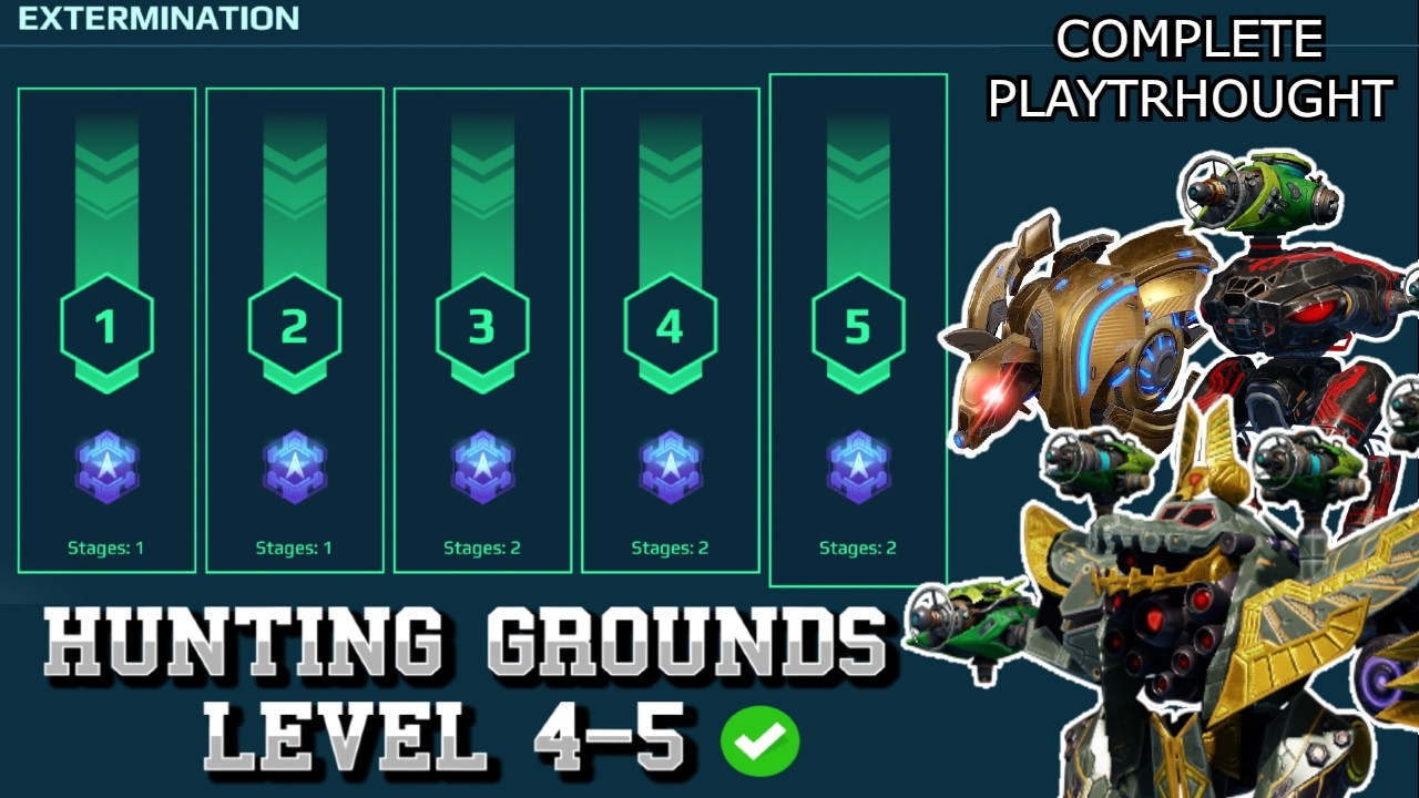 EXTERMINIO COMPLETO NIVEL 1-5 (PLATINO) 😱 ¡Nivel 5 CASI IMPOSIBLE! Setup + Estrategia | War Robots