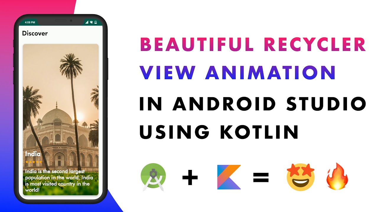 Beautiful Recycler View Animation using Kotlin - Android Studio Tutorial | Beginner