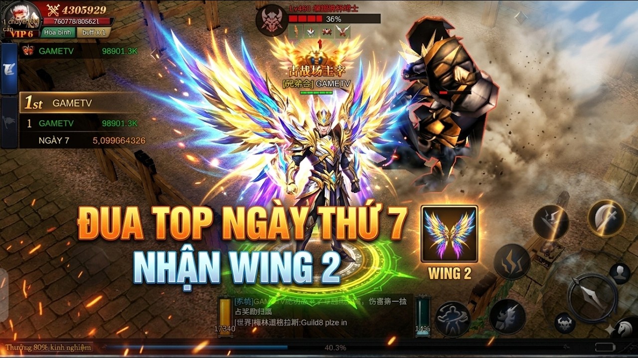 Mu Online 2026 |  Leo TOP Ng&agrave;y Thứ 7 Nhận Wing 2 MU Mobi X7GAME | GAME TV