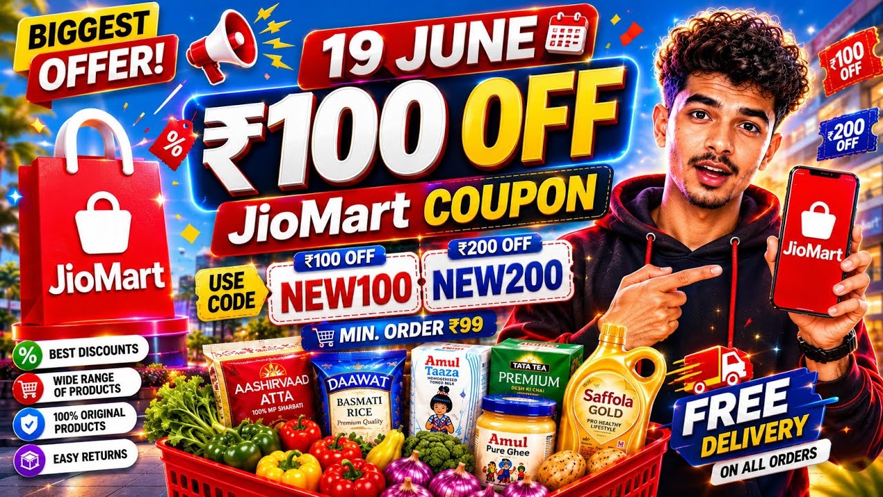 JioMart ₹100 OFF Coupon Code Today 🔥 | JioMart New User Offer 19 June | JioMart Coupon Code 2026