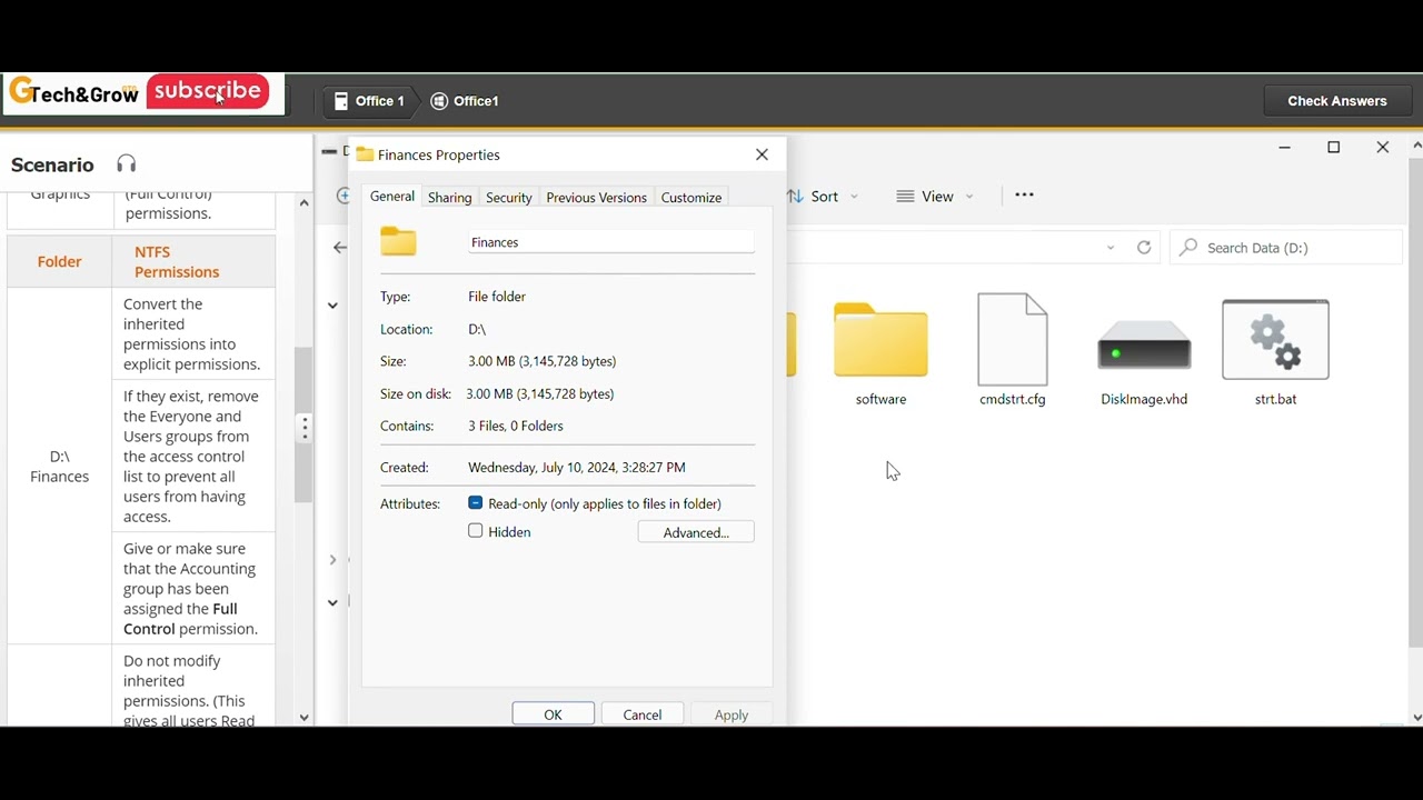 8 5 7 Share and Secure Folders Configure NTFS Permissions: TestOut