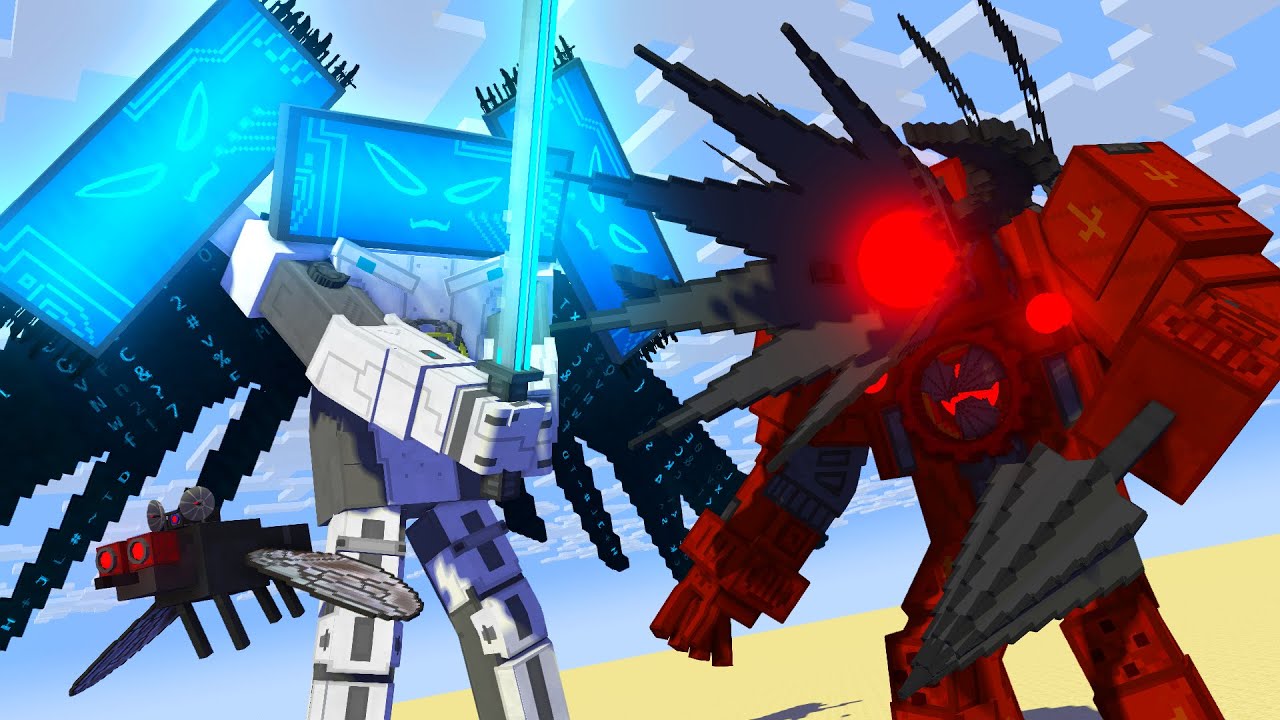 Titan COMPUTER MAN vs Upgraded Titan DRILLMAN and stupid jokes - Minecraft Animation