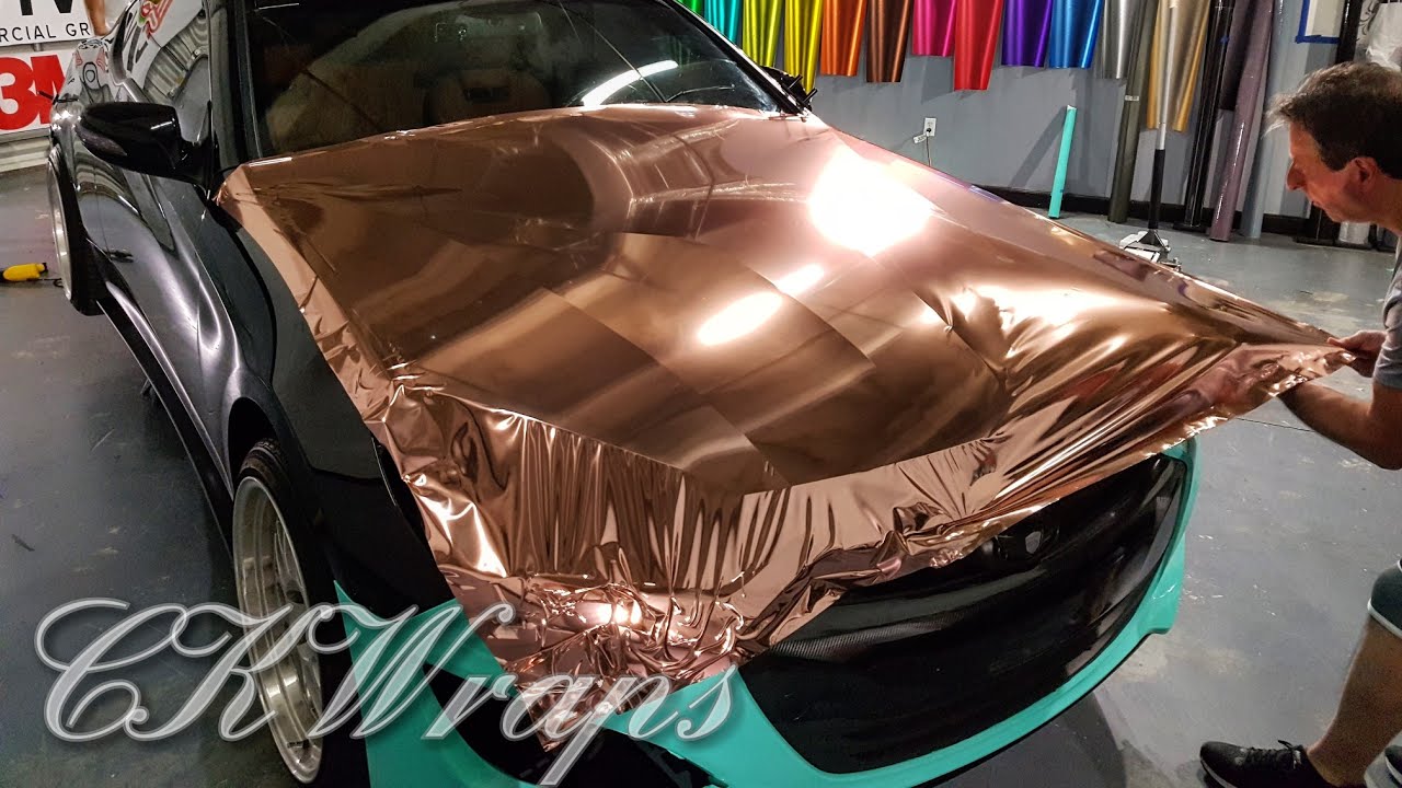 Professional level. How to vinyl wrap hood bonnet. Red chrome vinyl. By @CKWRAPS