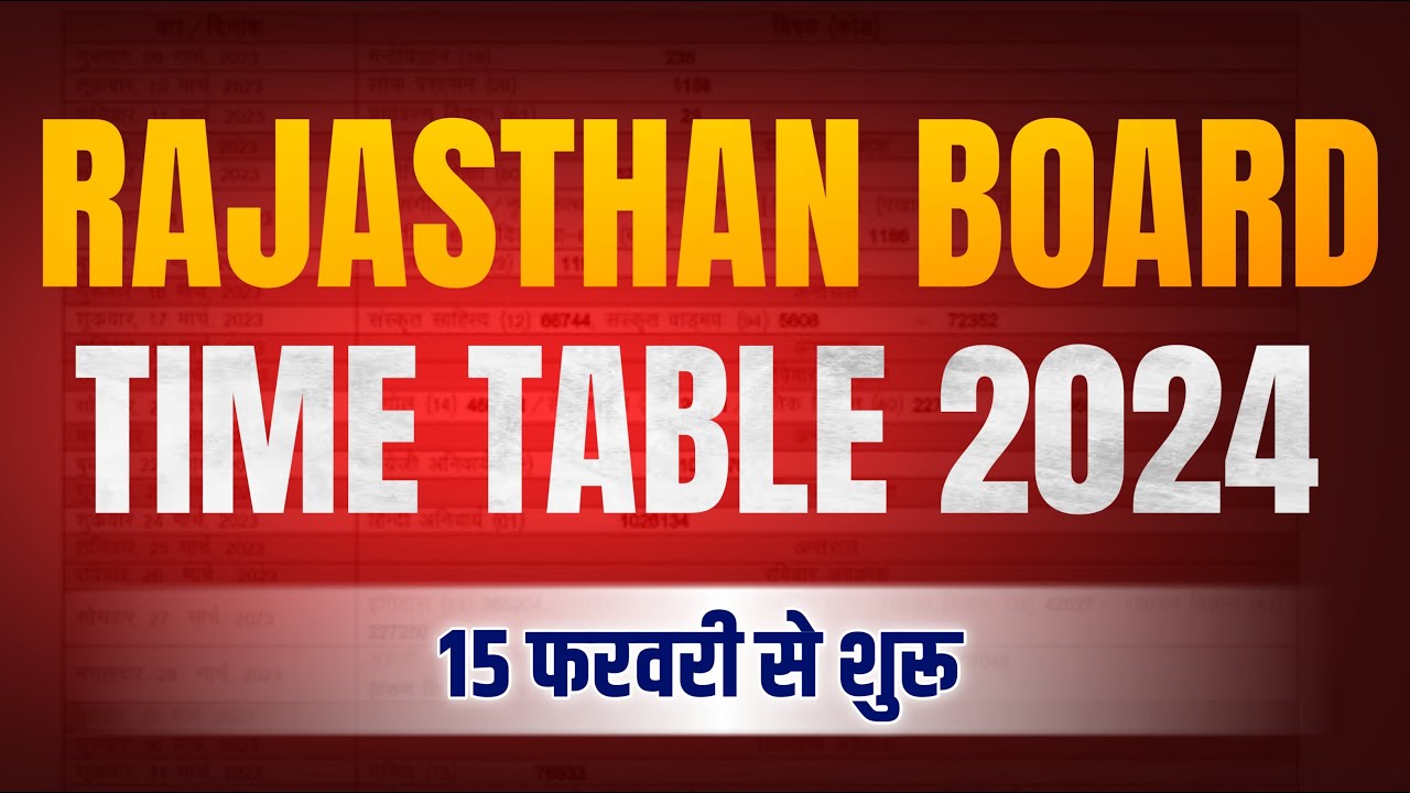 Rbse Board Time Table 2024 | Rajasthan Board 12th, 10th, 8th Exam Date Time Table 2024