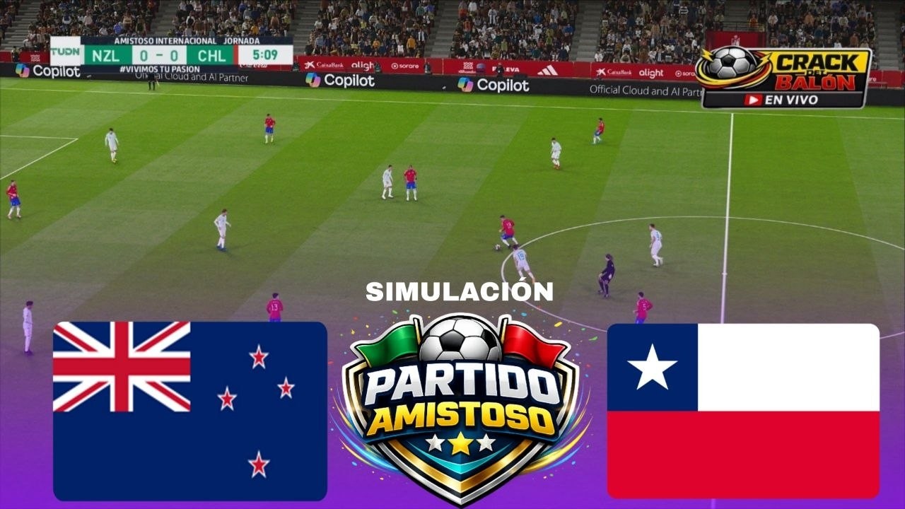 Nueva Zelanda vs Chile Amistoso Internacional 2026 Partido Completo Simulacion y Prediccion Pes 21