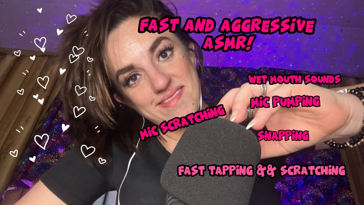 ASMR | Fast and aggressive intense wet/dry mouth sounds, mic scratching /pumping, snapping & More😞