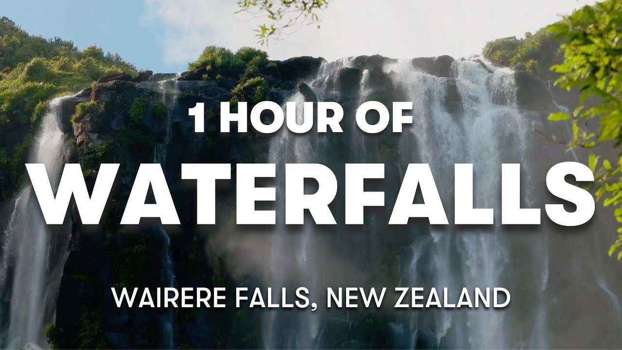 1 HOUR RELAXING WATERFALL IN WAIRERE FALLS, NEW ZEALAND | CALMING AMBIENT NOISE FOR CONCENTRATING