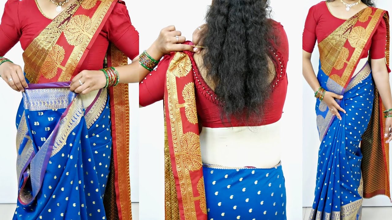 Silk saree draping | step by step with perfect pleats | for beginners | saree draping step by step