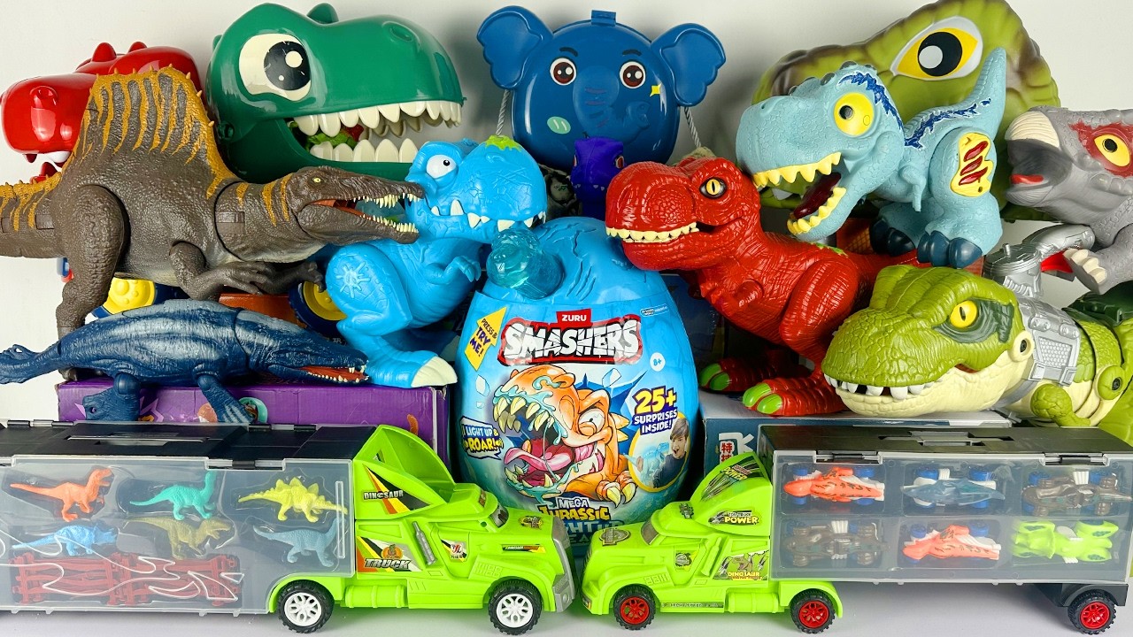 Jurassic World Rebirth ASMR Dinosaur Unboxing T-rex Spinosaurus Mosasaurus Zuru Smashes Surprise Egg