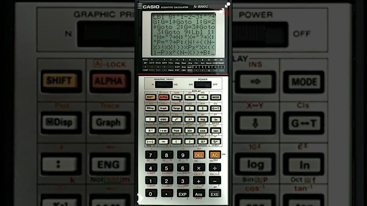 Cara memasukkan kode di Casio FX-8000G