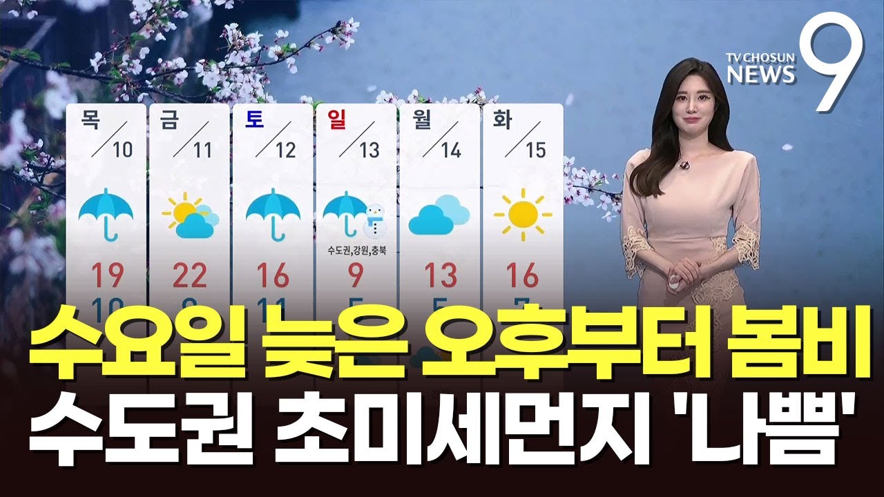 [날씨] 수요일 늦은 오후부터 봄비…수도권 초미세먼지 '나쁨' [뉴스9]