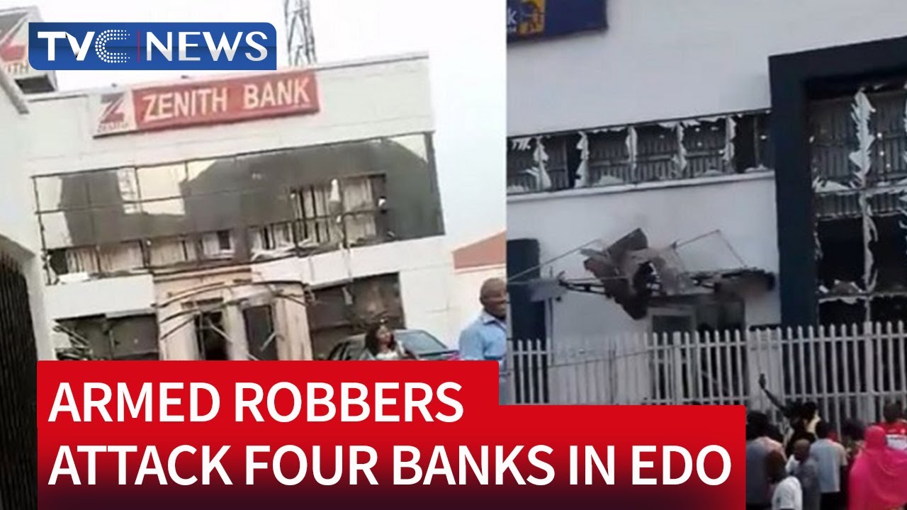 (MUST WATCH) Five Shot Dead As Armed Robbers Attack Four Banks In Edo