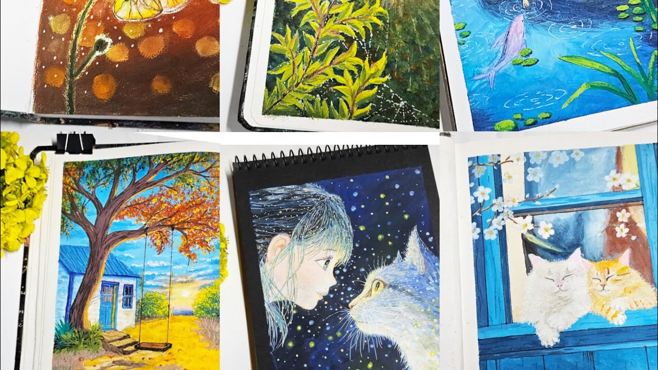 Sketchbook Tour 2025✨ All Sketchbook || Gouache Painting || Acrylic Painting 