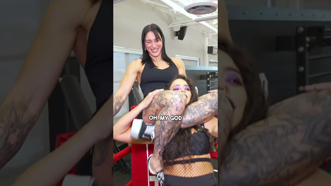 WWE Superstar Rhea Ripley shows Nina Drama her wrestling submissions
