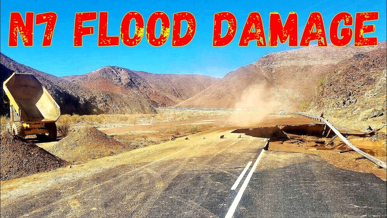 Northern Cape N7 Road flood damage near Vioolsdrif, Namibia- South Africa border