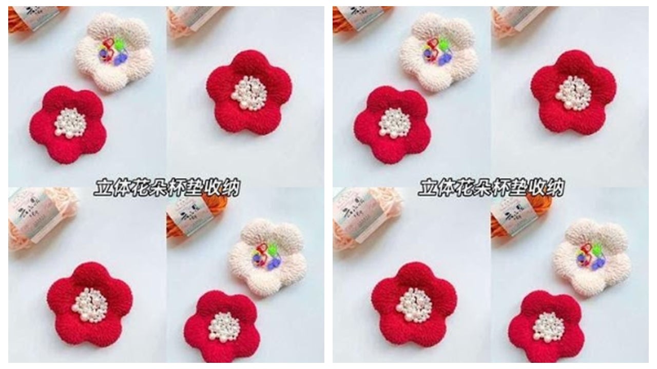 3D flower coaster storage box crochet tutorial