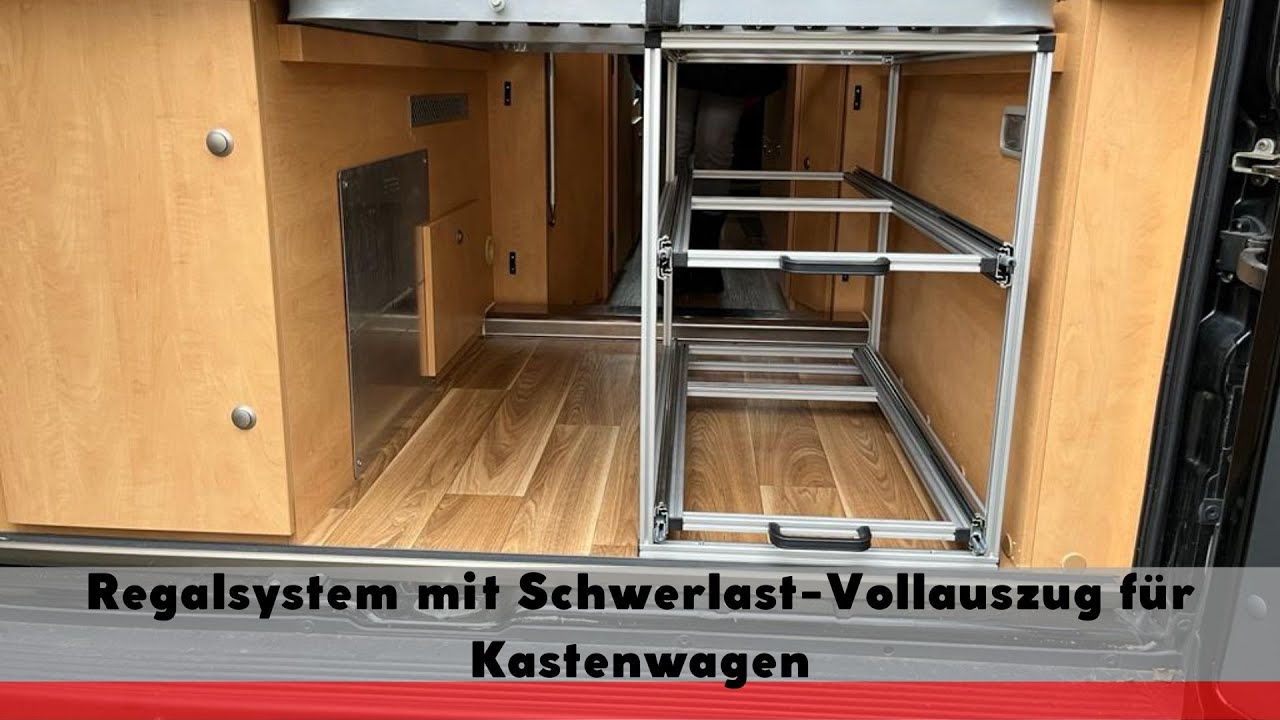 Regalsystem mit Schwerlast-Vollauszug für Kastenwagen