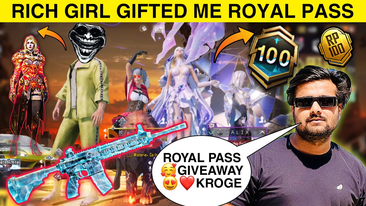 NOOB WITH BGMI🗿RANDOM RICH GIRL GIFTED ME ROYAL PASS X-SUIT😭|| PART-1
