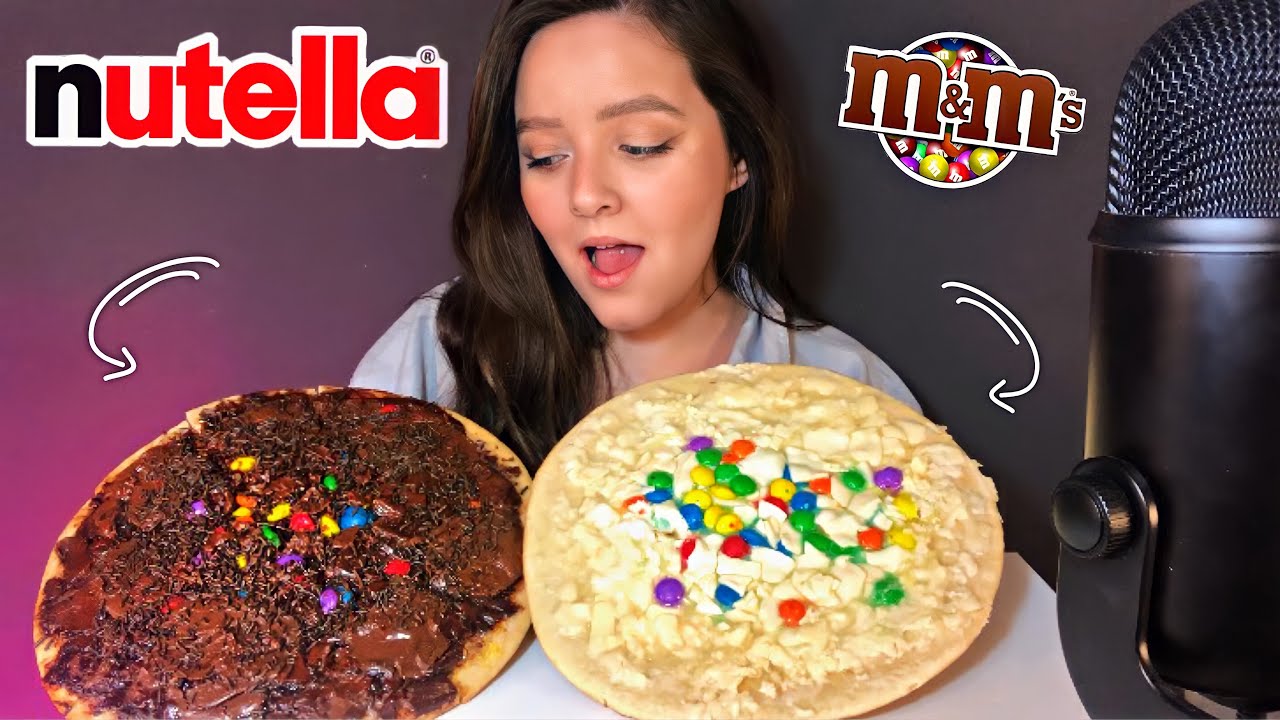 ASMR PIZZA DE NUTELLA E M&M’S MUKBANG BRASIL (SONS DE MASTIGAÇÃO) | CAMILE ASMR