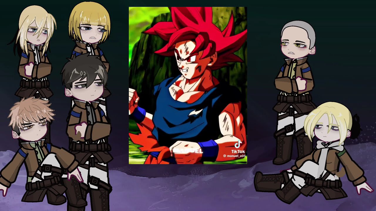 Attack on titan react to eren as goku | Dragonball | Gacha life 2