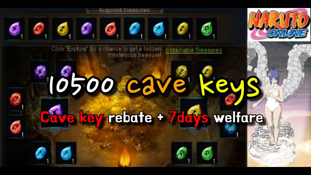 Naruto Online: 10500 cave keys, Cave key rebate & 7days welfare