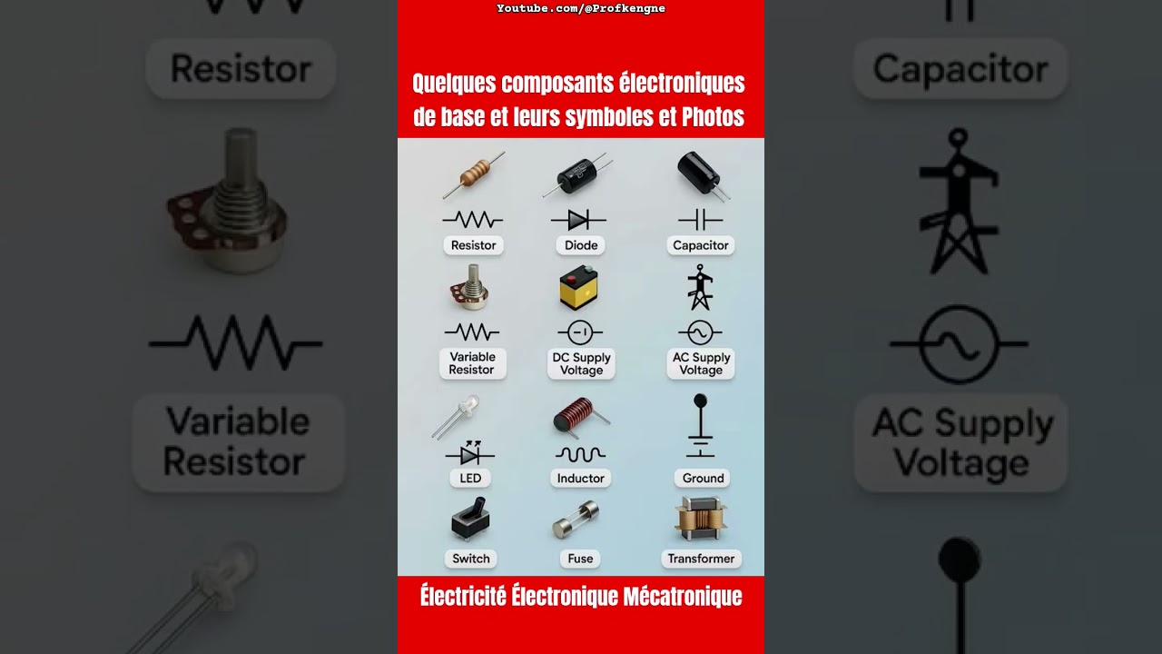 Les composants &eacute;lectroniques de base avec leurs symboles et photos &Eacute;lectricit&eacute; et m&eacute;catronique